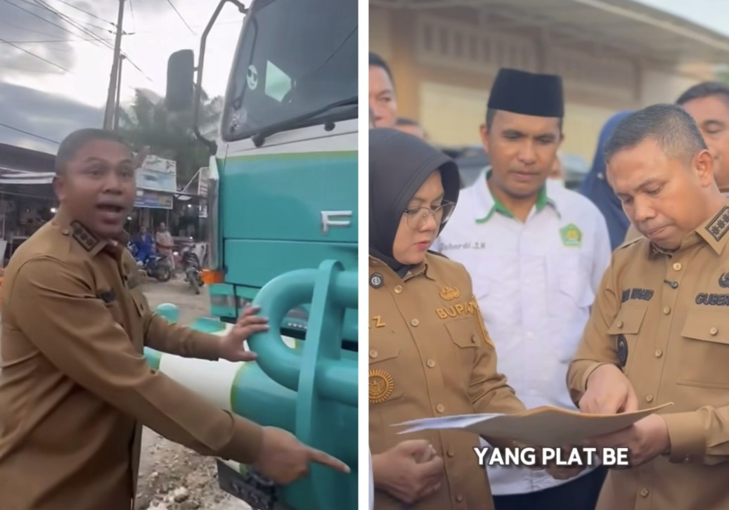 Gubernur Riau, Abdul Wahid sidak truk ODOL, pelat luar diminta ganti ke BM (foto/IG wahid_simbar)